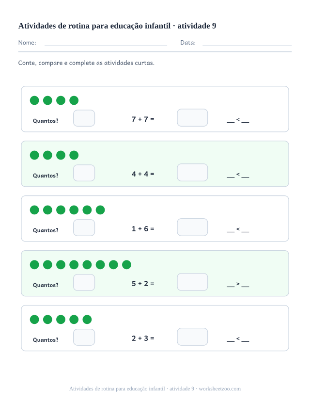 Prévia de Atividades de rotina para educação infantil, atividade 9 para imprimir