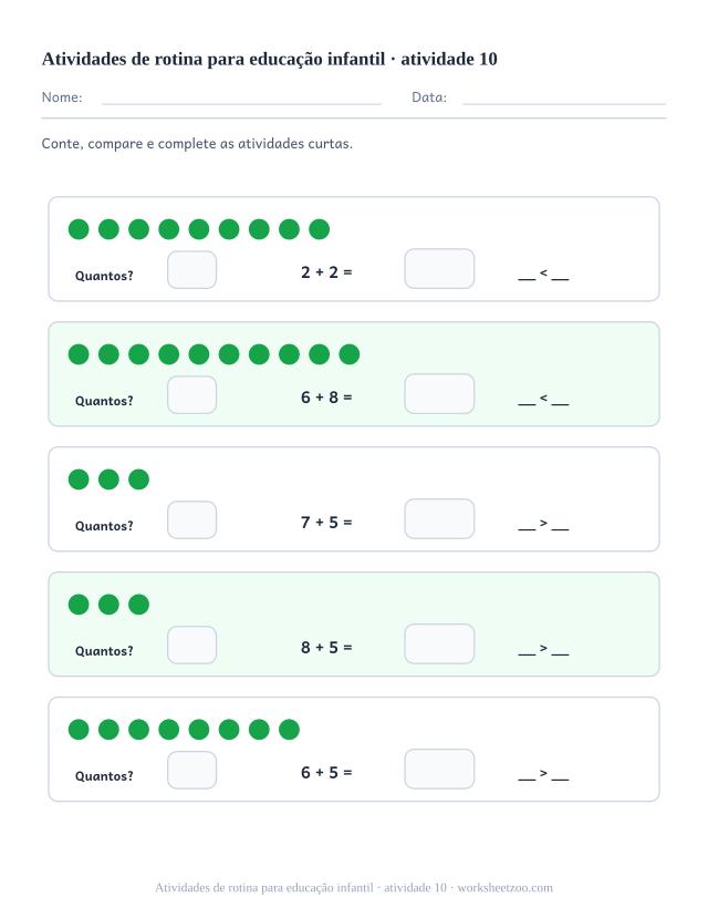 Prévia de Atividades de rotina para educação infantil, atividade 10 para imprimir