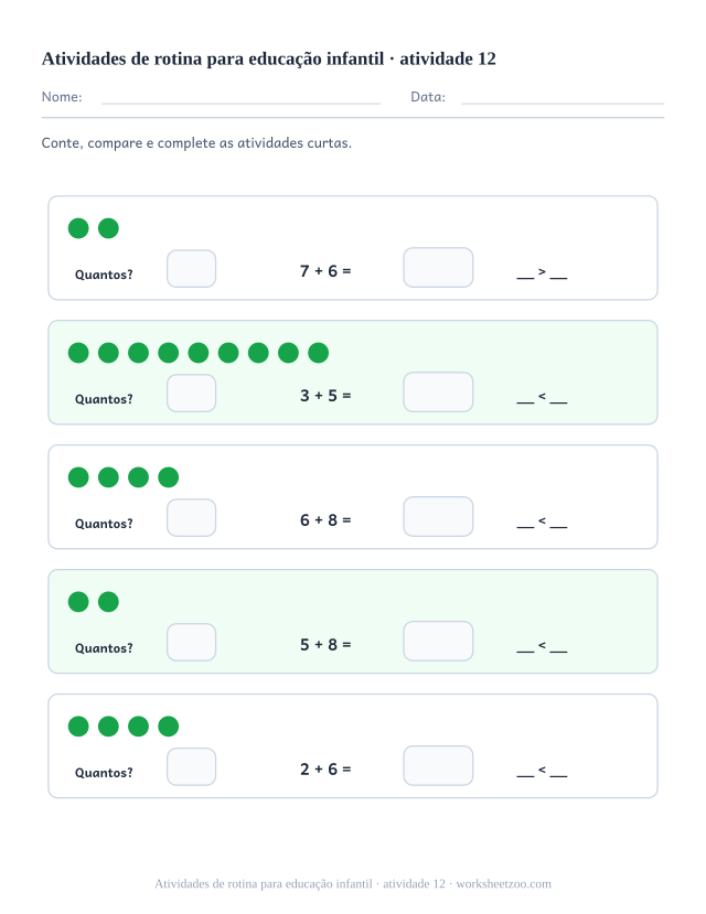 Prévia de Atividades de rotina para educação infantil, atividade 12 para imprimir