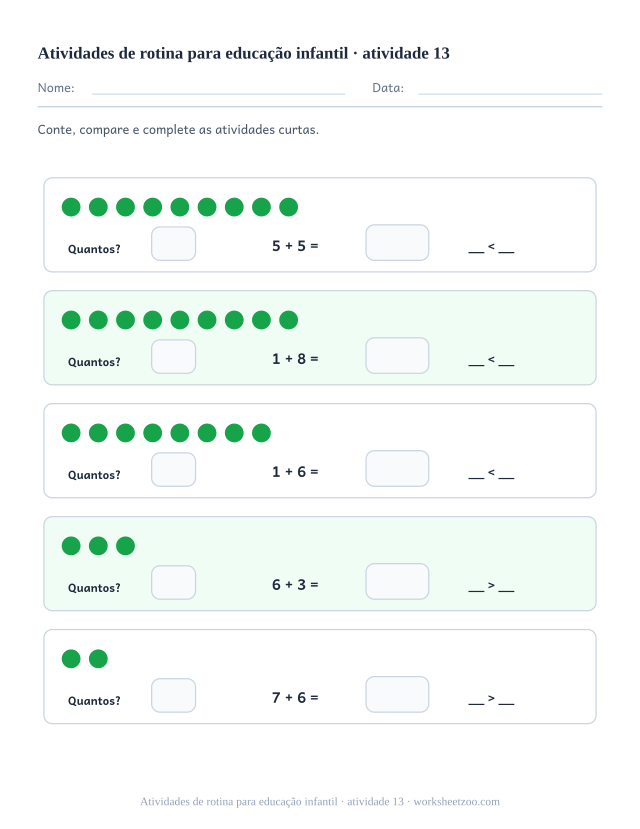 Prévia de Atividades de rotina para educação infantil, atividade 13 para imprimir
