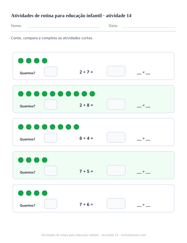 Prévia de Atividades de rotina para educação infantil, atividade 14 para imprimir