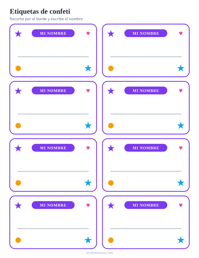 Etiquetas de confeti