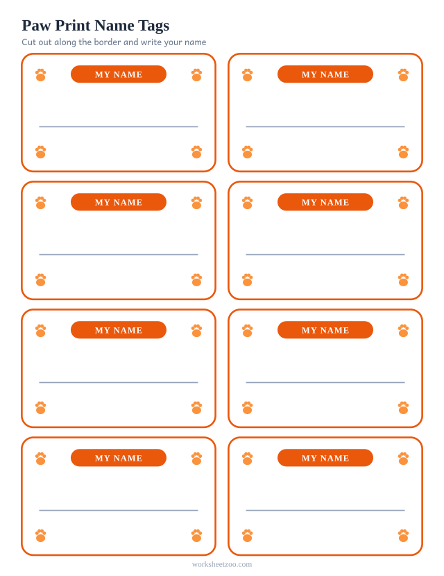 Paw Print Name Tags