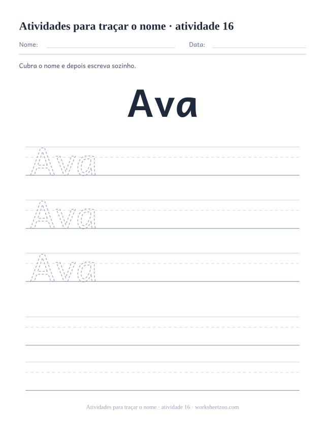Prévia de Atividades para traçar o nome, atividade 16 para imprimir