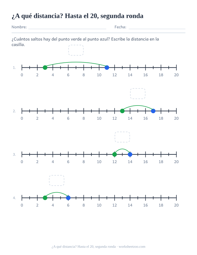 Segunda ficha de distancias entre puntos hasta el 20