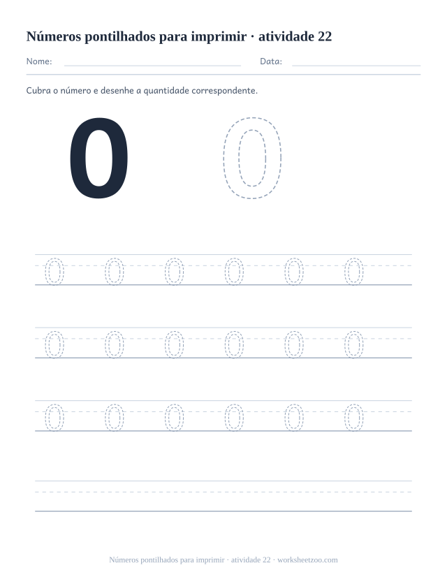 Prévia de Números pontilhados para imprimir, atividade 22 para imprimir