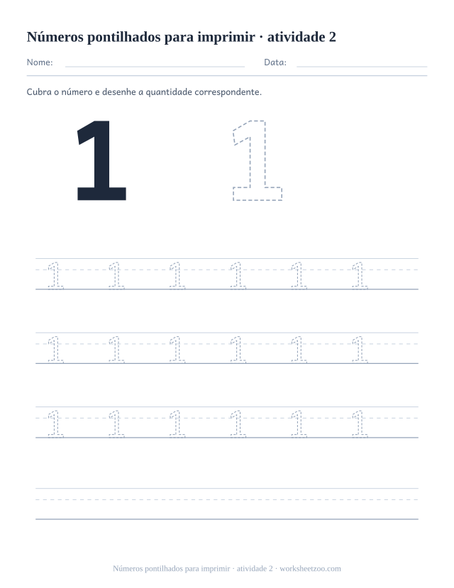 Prévia de Números pontilhados para imprimir, atividade 2 para imprimir