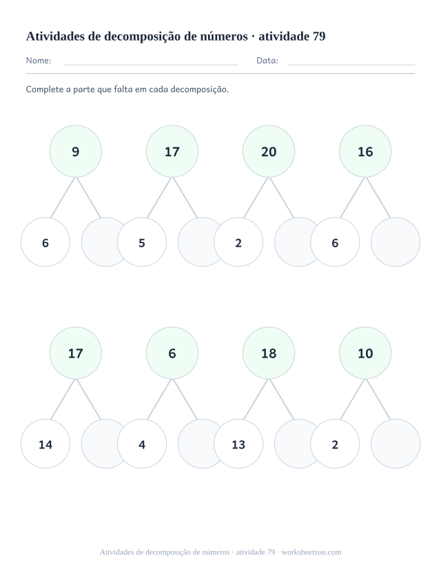 Prévia de Atividades de decomposição de números, atividade 79 para imprimir