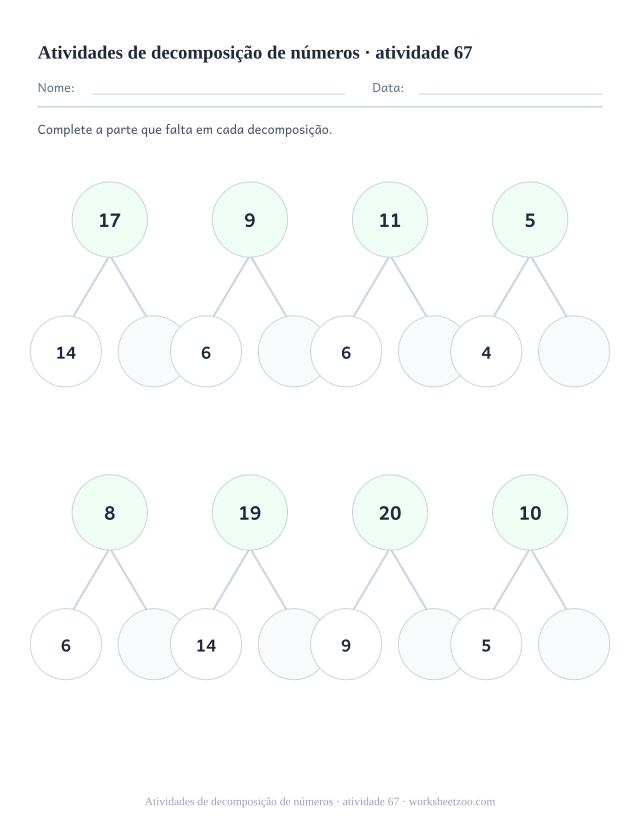 Prévia de Atividades de decomposição de números, atividade 67 para imprimir