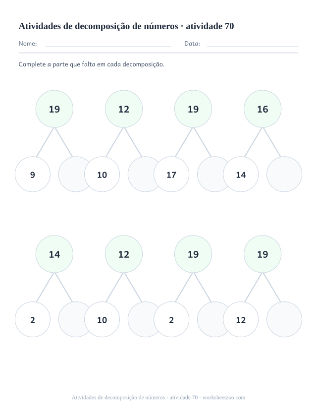 Prévia de Atividades de decomposição de números, atividade 70 para imprimir
