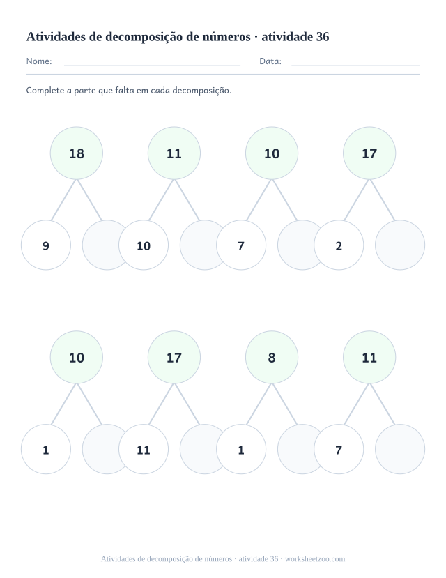 Prévia de Atividades de decomposição de números, atividade 36 para imprimir
