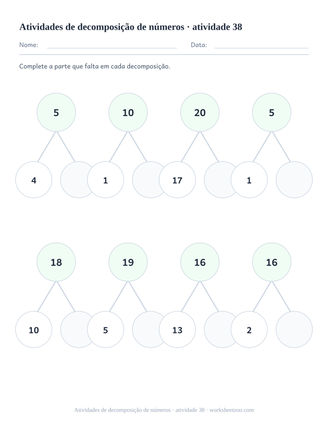 Prévia de Atividades de decomposição de números, atividade 38 para imprimir
