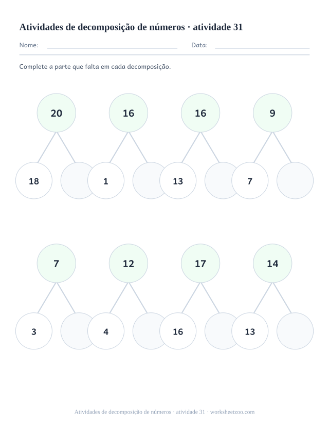 Prévia de Atividades de decomposição de números, atividade 31 para imprimir