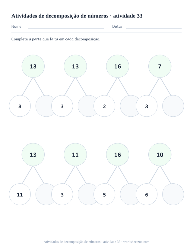 Prévia de Atividades de decomposição de números, atividade 33 para imprimir