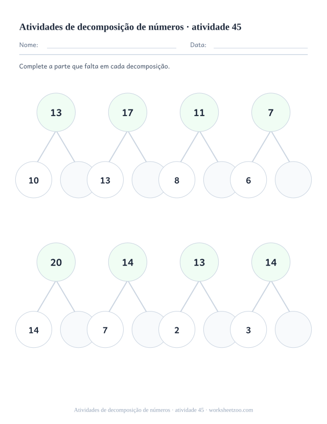 Prévia de Atividades de decomposição de números, atividade 45 para imprimir