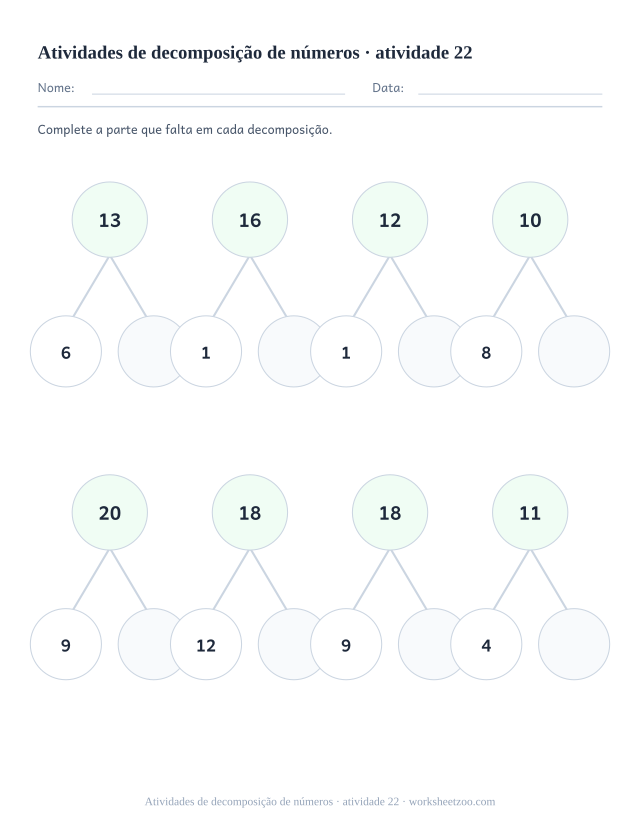 Prévia de Atividades de decomposição de números, atividade 22 para imprimir
