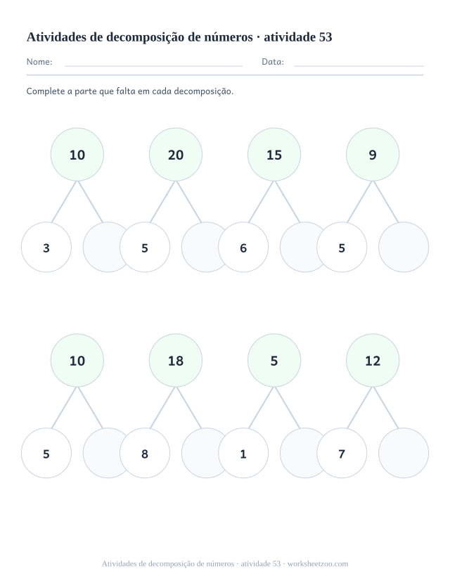 Prévia de Atividades de decomposição de números, atividade 53 para imprimir