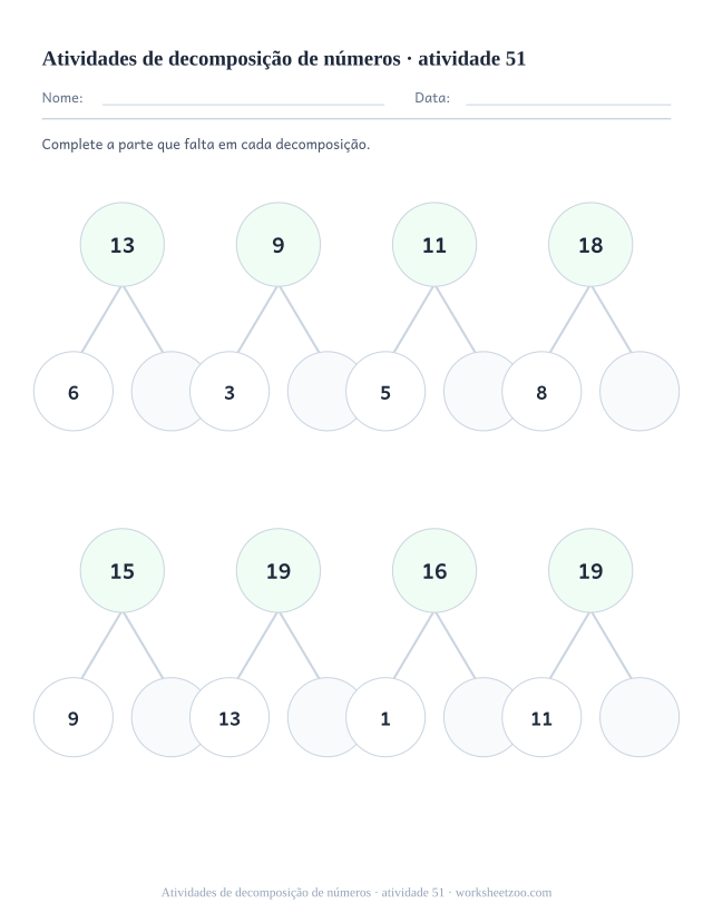 Prévia de Atividades de decomposição de números, atividade 51 para imprimir