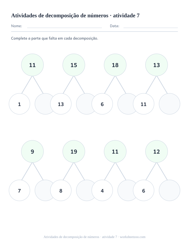 Prévia de Atividades de decomposição de números, atividade 7 para imprimir