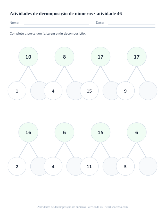 Prévia de Atividades de decomposição de números, atividade 46 para imprimir