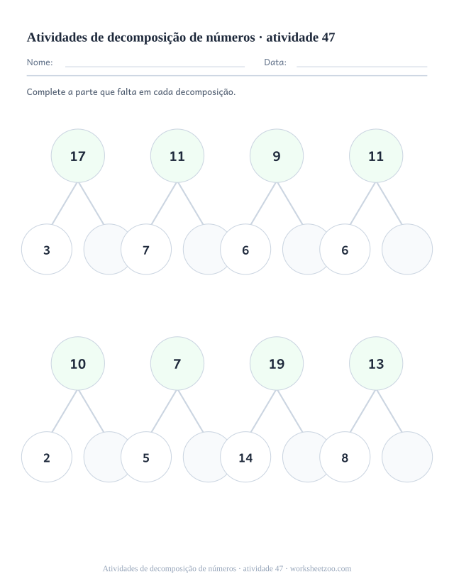 Prévia de Atividades de decomposição de números, atividade 47 para imprimir
