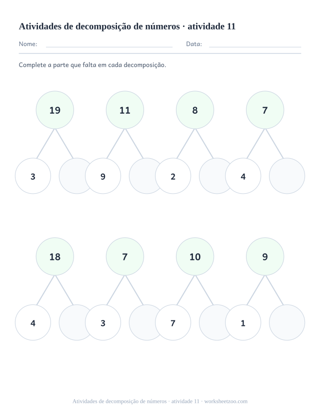Prévia de Atividades de decomposição de números, atividade 11 para imprimir