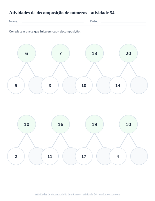Prévia de Atividades de decomposição de números, atividade 54 para imprimir