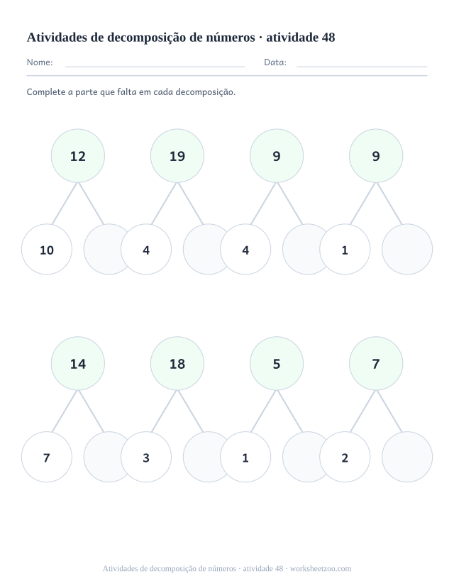 Prévia de Atividades de decomposição de números, atividade 48 para imprimir