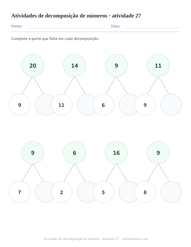 Prévia de Atividades de decomposição de números, atividade 27 para imprimir