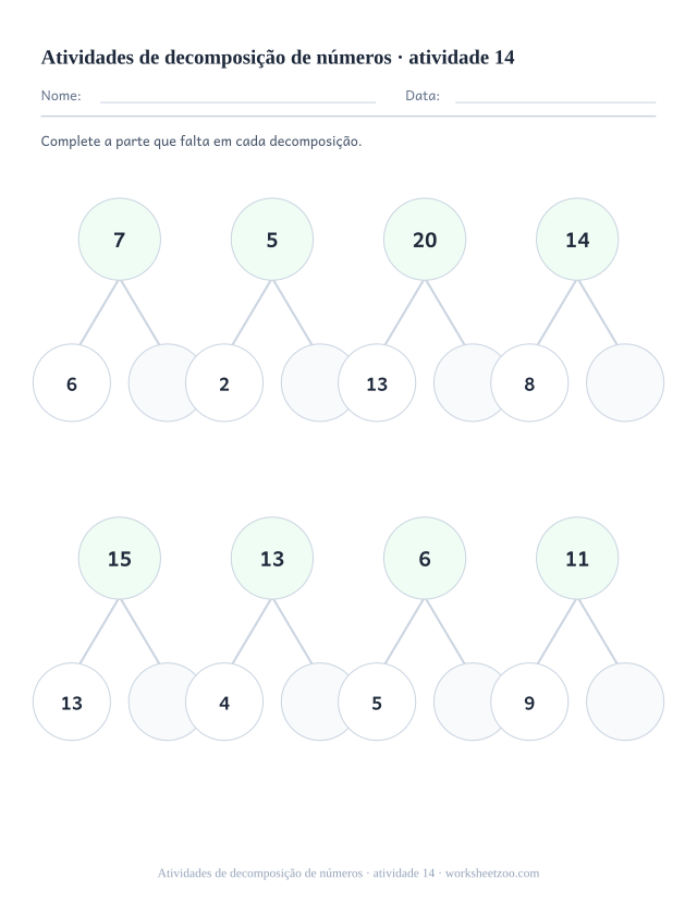 Prévia de Atividades de decomposição de números, atividade 14 para imprimir