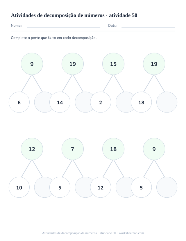 Prévia de Atividades de decomposição de números, atividade 50 para imprimir