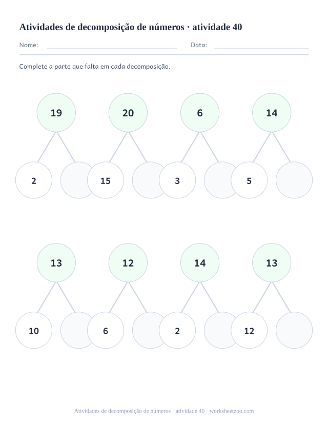 Prévia de Atividades de decomposição de números, atividade 40 para imprimir