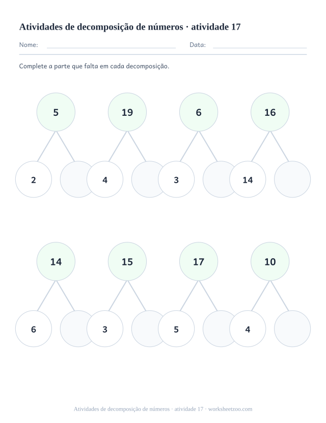 Prévia de Atividades de decomposição de números, atividade 17 para imprimir