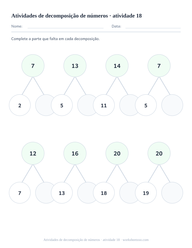Prévia de Atividades de decomposição de números, atividade 18 para imprimir