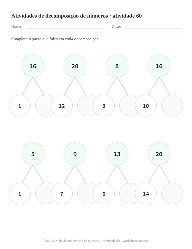 Prévia de Atividades de decomposição de números, atividade 60 para imprimir