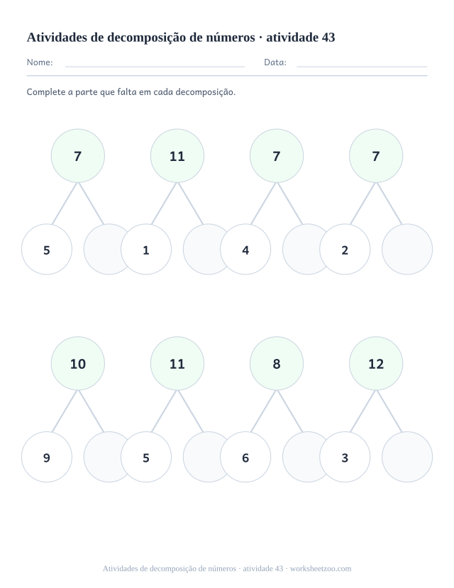 Prévia de Atividades de decomposição de números, atividade 43 para imprimir