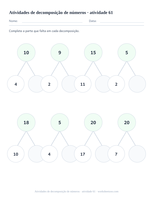 Prévia de Atividades de decomposição de números, atividade 61 para imprimir