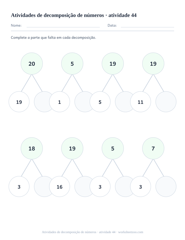 Prévia de Atividades de decomposição de números, atividade 44 para imprimir