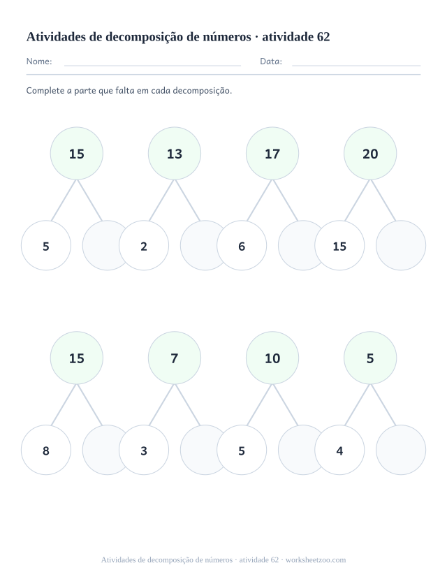 Prévia de Atividades de decomposição de números, atividade 62 para imprimir