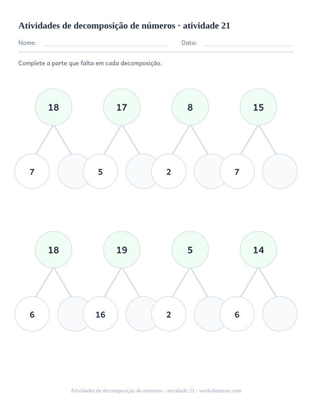 Prévia de Atividades de decomposição de números, atividade 21 para imprimir