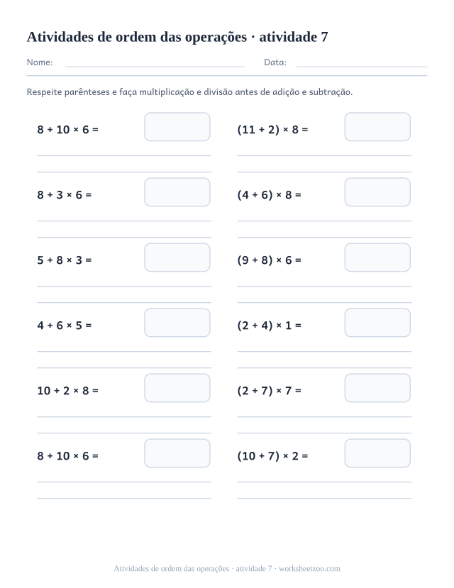 Prévia de Atividades de ordem das operações, atividade 7 para imprimir