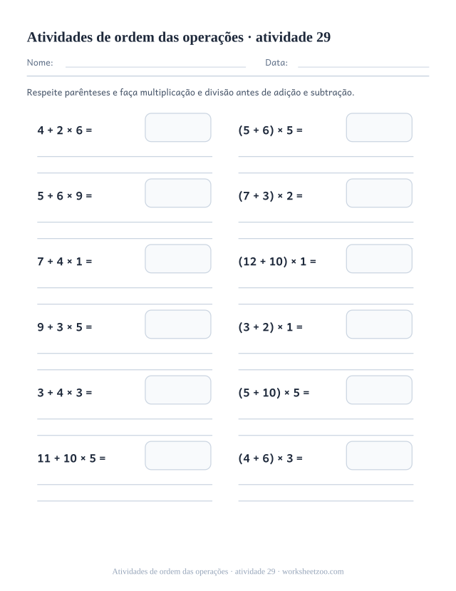 Prévia de Atividades de ordem das operações, atividade 29 para imprimir