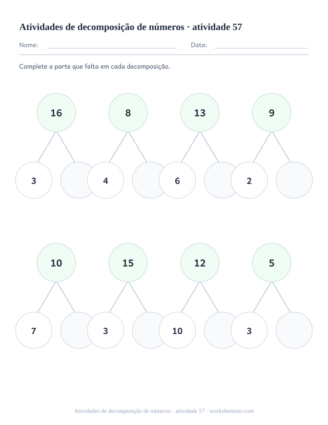 Prévia de Atividades de decomposição de números, atividade 57 para imprimir