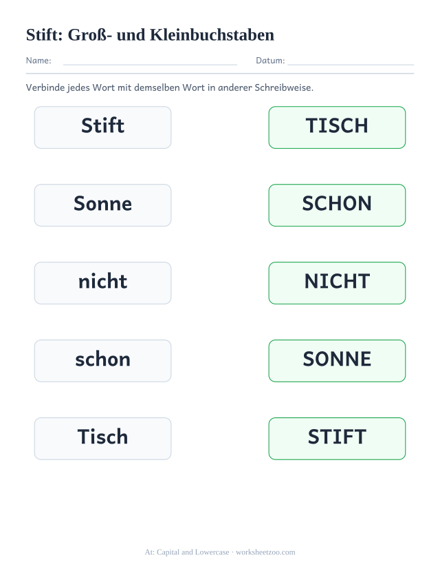 Vorschau: häufiges Wort „Stift“, Groß- und Kleinbuchstaben