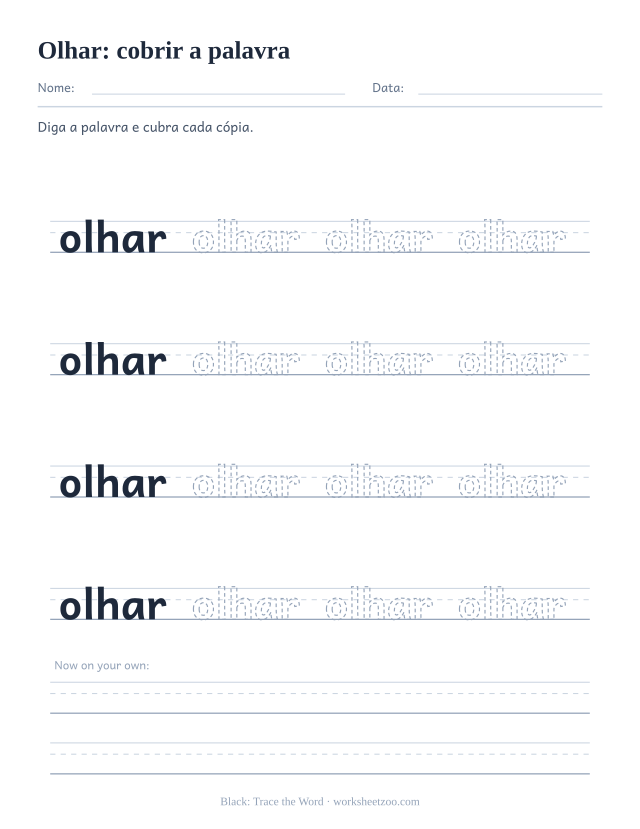 Prévia da palavra frequente “olhar”, cobrir a palavra