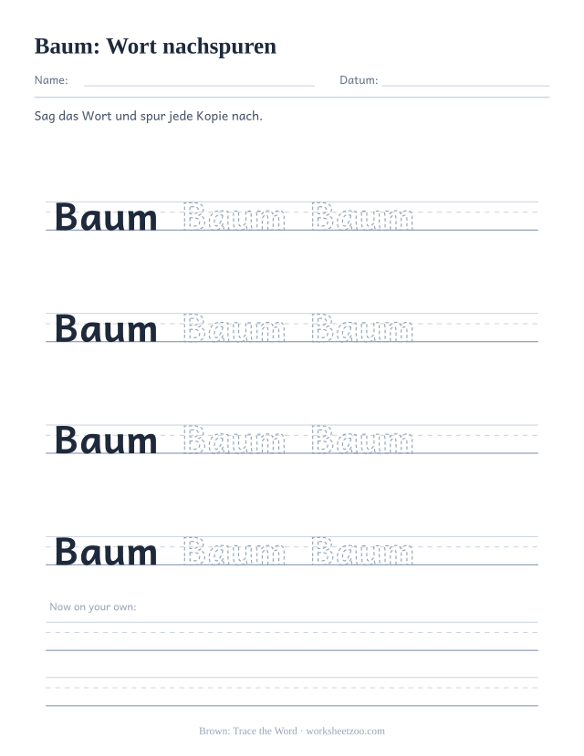Vorschau: häufiges Wort „Baum“, Wort nachspuren