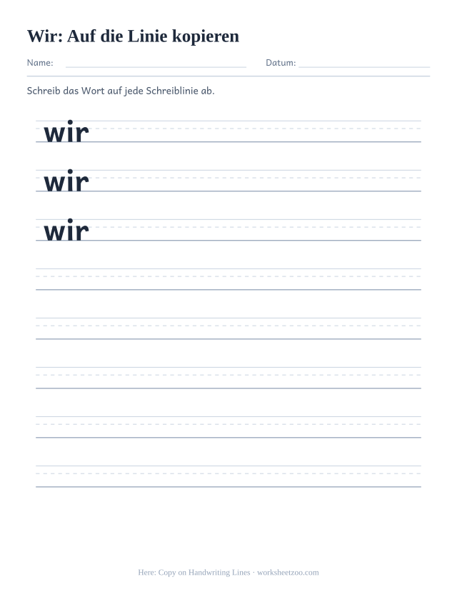 Vorschau: häufiges Wort „wir“, Auf die Linie kopieren