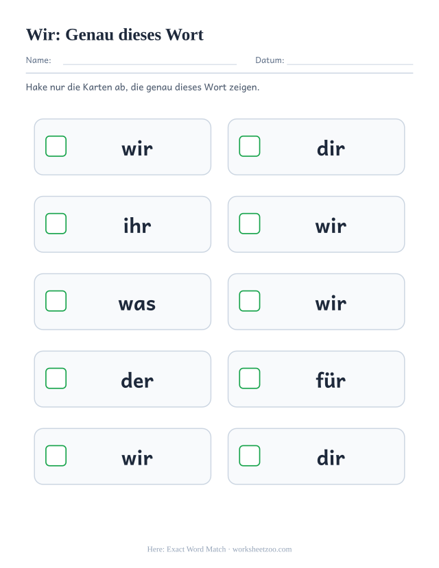 Vorschau: häufiges Wort „wir“, Genau dieses Wort