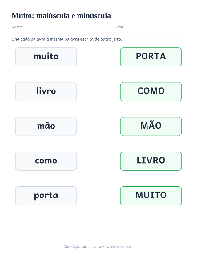 Prévia da palavra frequente “muito”, maiúscula e minúscula