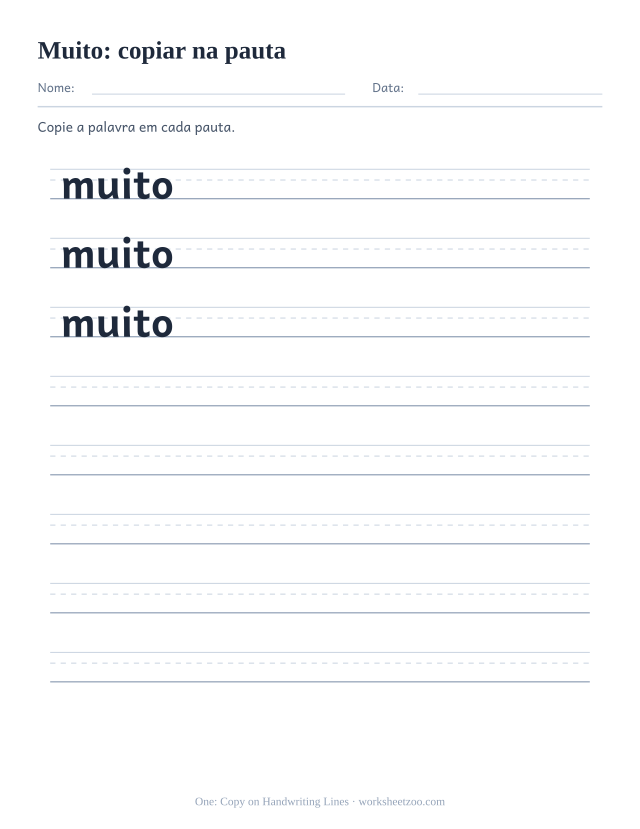 Prévia da palavra frequente “muito”, copiar na pauta